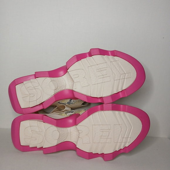 Sorel Sport Sandals Cream Pink Platform Snake Print Women’s 12 - Picture 7 of 10